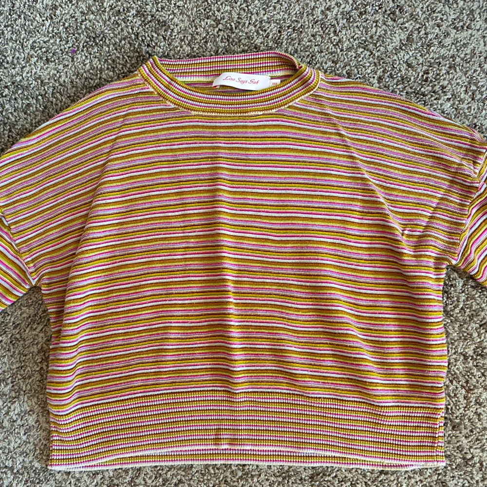 Lisa Says Gah | Rainbow knit shirt | Size XS